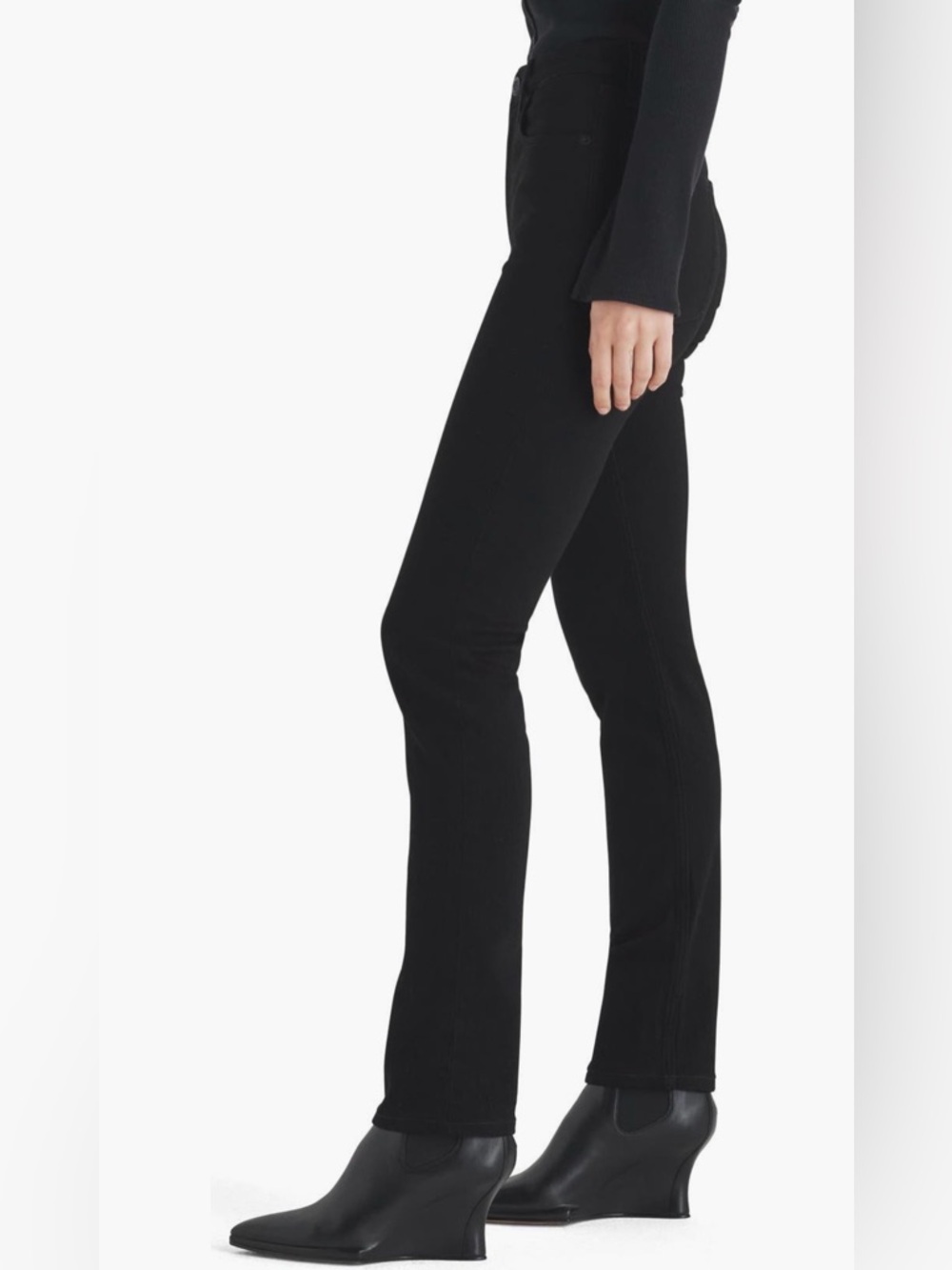 Rag & Bone Wren High Waist Slim Straight Jeans Black - Picture 3 of 7
